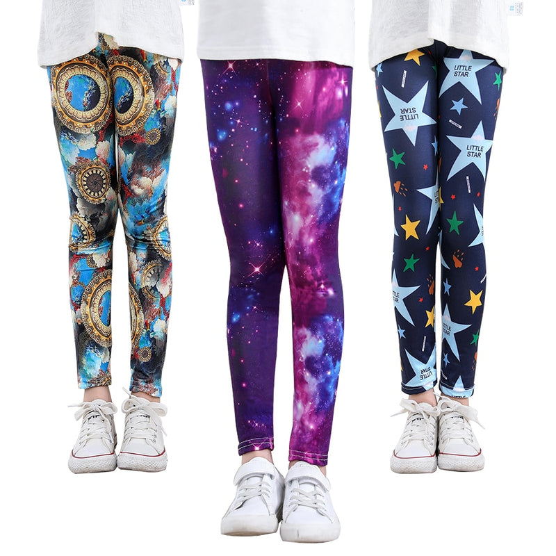 Girls Print Pants Print Flower Skinny Leggings 4-11 Years