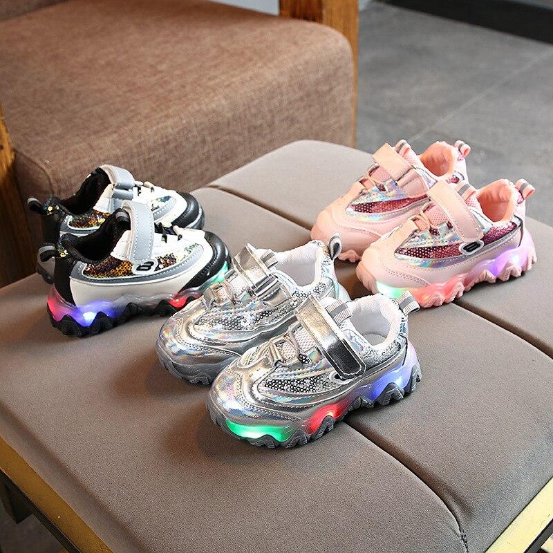 Boy Girl Glowing Luminous Led Light Up Breathable Sneakers Shoes