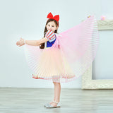 Snow White Elsa Dress Girls Princess Rainbow Cloak Princess Dresse Puff Sleeve - honeylives