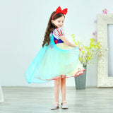 Snow White Elsa Dress Girls Princess Rainbow Cloak Princess Dresse Puff Sleeve - honeylives