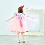 Snow White Elsa Dress Girls Princess Rainbow Cloak Princess Dresse Puff Sleeve - honeylives