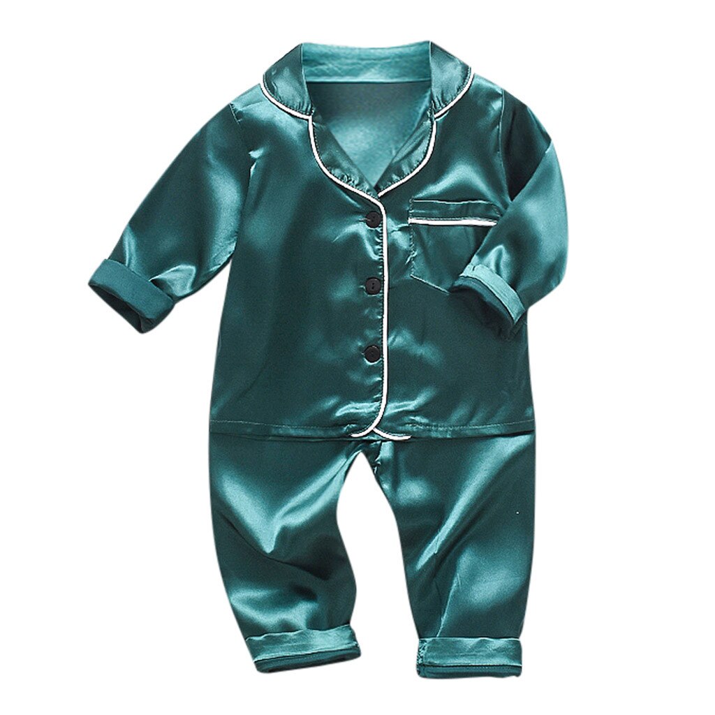 Toddler Baby Boys Long Sleeve Solid Tops+Pants Pajamas Sleepwear Outfits - honeylives
