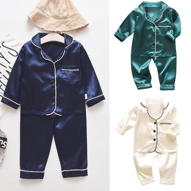 Toddler Baby Boys Long Sleeve Solid Tops+Pants Pajamas Sleepwear Outfits - honeylives