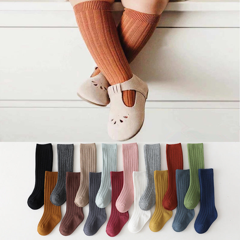 Kids Baby Cotton Breathable Stripe Soft  Knee High Long Socks