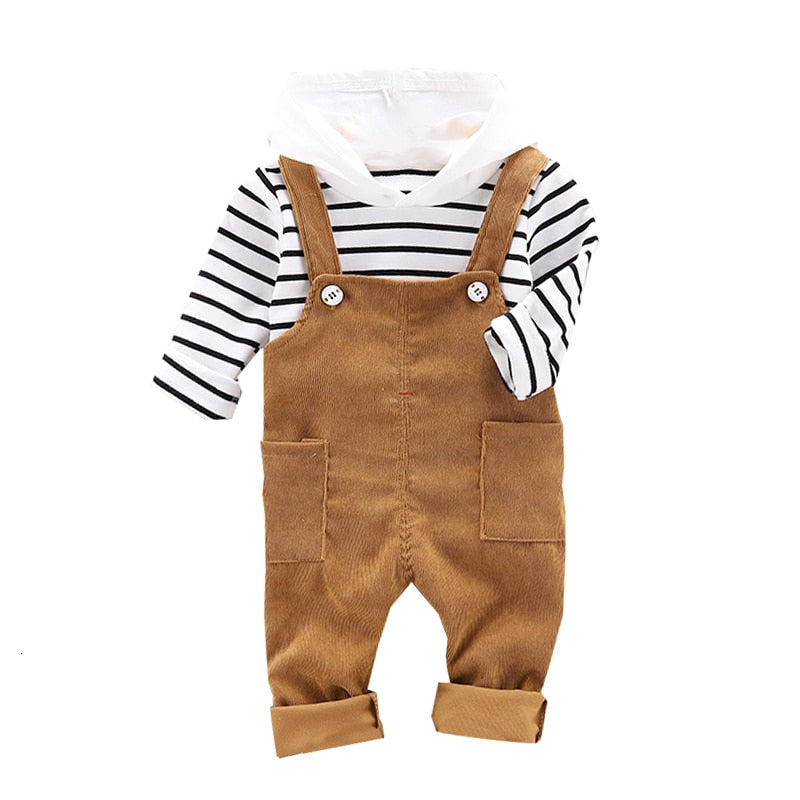 Baby Jungen Mädchen Kleidung Gestreiften Tops Bib 2 teile/sätze