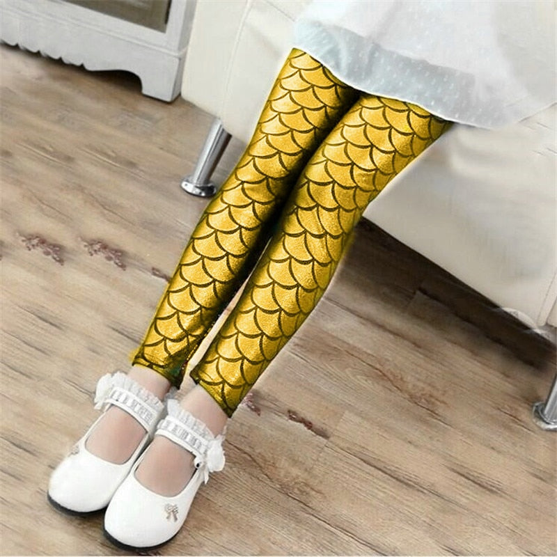 Girls Leggings Mermaid Leggings Pants Colorful Shiny Pants Slim Trousers