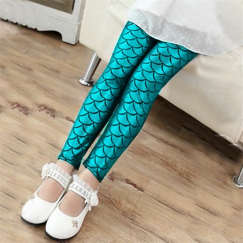 Girls Leggings Mermaid Leggings Pants Colorful Shiny Pants Slim Trousers