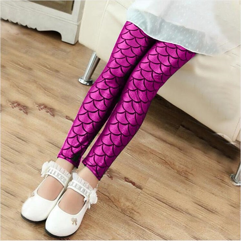 Girls Leggings Mermaid Leggings Pants Colorful Shiny Pants Slim Trousers