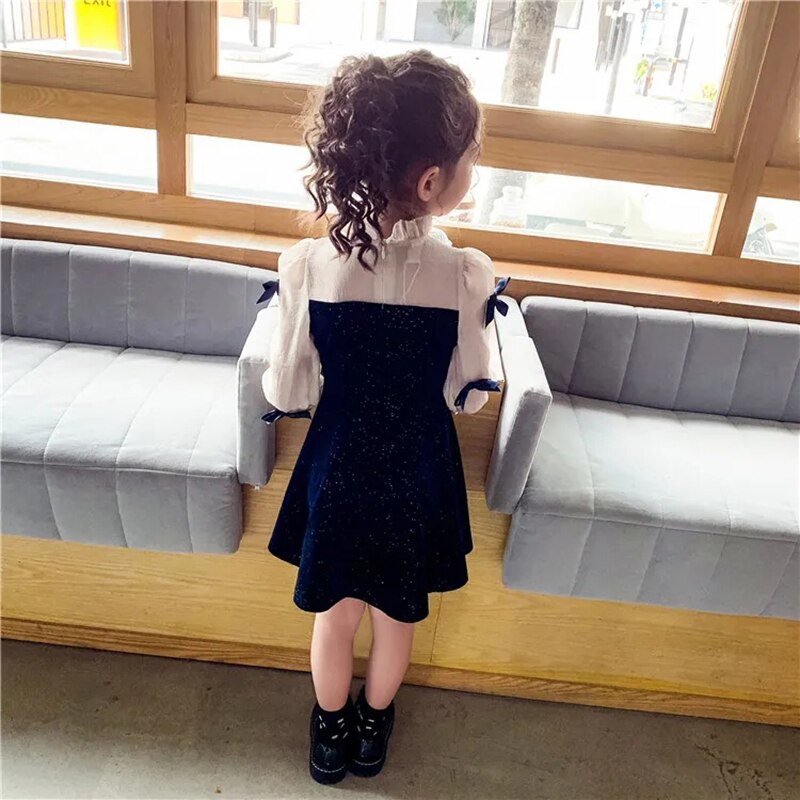 4Y-16Y Spring Kid Girls Navy Blue Casual Dresses