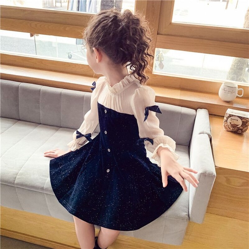 4Y-16Y Spring Kid Girls Navy Blue Casual Dresses