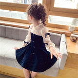 4Y-16Y Spring Kid Girls Navy Blue Casual Dresses