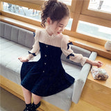 4Y-16Y Spring Kid Girls Navy Blue Casual Dresses