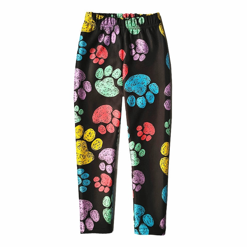 Kids Girls Printing Leggings Trousers Flower Skinny Pencil Pants 2-10 Years
