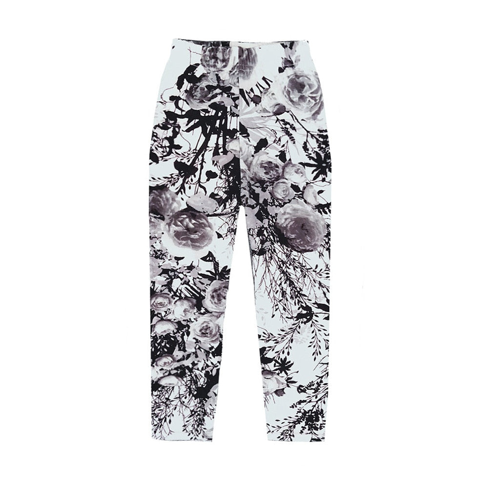 Kids Girls Printing Leggings Trousers Flower Skinny Pencil Pants 2-10 Years