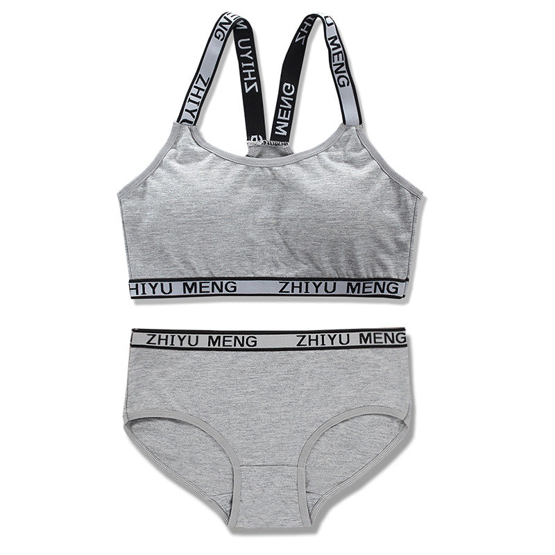 Kid Girls Training Bra Vest Sport Underwear Teen Sets 2 Pcs