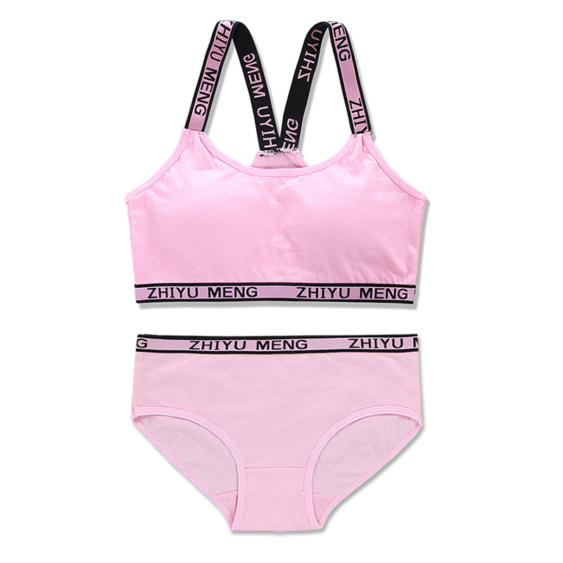 Kid Girls Training Bra Vest Sport Underwear Teen Sets 2 Pcs