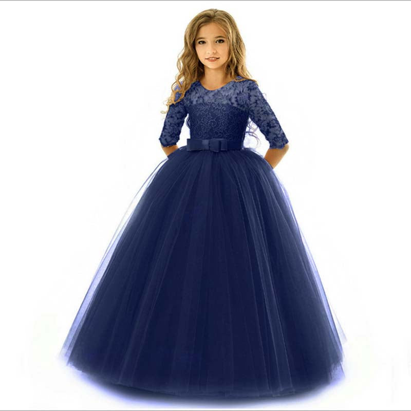 Girl Dresses Luxury Party First Communion Bow Ribbon Princess Dresses 3-12 Years