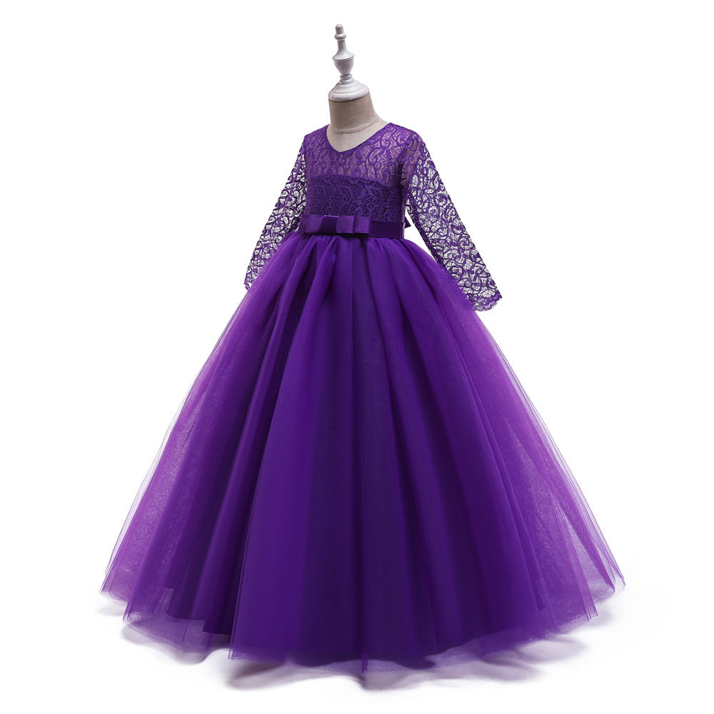 Girl Dresses Luxury Party First Communion Bow Ribbon Princess Dresses 3-12 Years