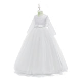 Girl Dresses Luxury Party First Communion Bow Ribbon Princess Dresses 3-12 Years