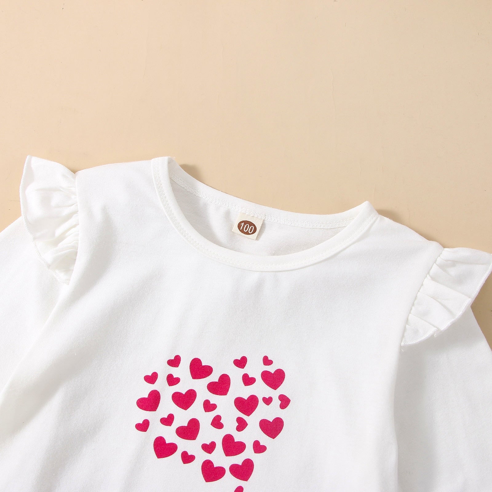 Baby Girl Set Long Sleeve Little Heart Flare Valentine 3 Pcs Sets
