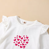 Baby Girl Set Long Sleeve Little Heart Flare Valentine 3 Pcs Sets