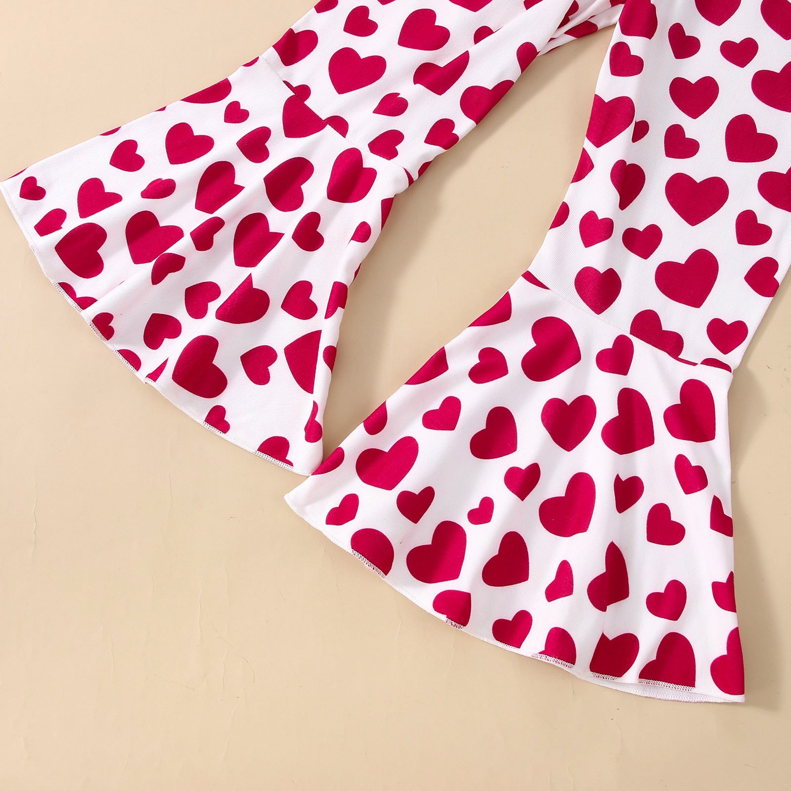 Baby Girl Set Long Sleeve Little Heart Flare Valentine 3 Pcs Sets