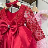 Kid Baby Girl Backless Lace Birthday Princess Long Flower Wedding Dress
