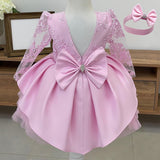 Kid Baby Girl Backless Lace Birthday Princess Long Flower Wedding Dress