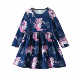 Baby Girls Dress Spring Cute Long Sleeve Unicorn Casual Dress 2-6 Years