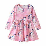 Baby Girls Dress Spring Cute Long Sleeve Unicorn Casual Dress 2-6 Years