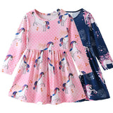 Baby Girls Dress Spring Cute Long Sleeve Unicorn Casual Dress 2-6 Years