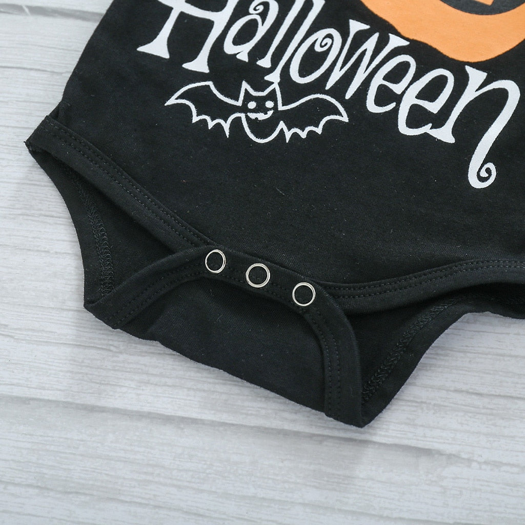 Toddler Baby Girls Halloween Print Skirt Pumpkin 2 Pcs Sets Outfits