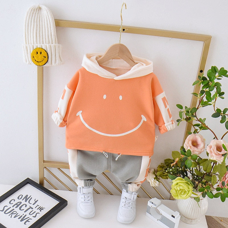 Toddler Boys Sets Plush Warm Tops+ Bottoms 2 Pcs