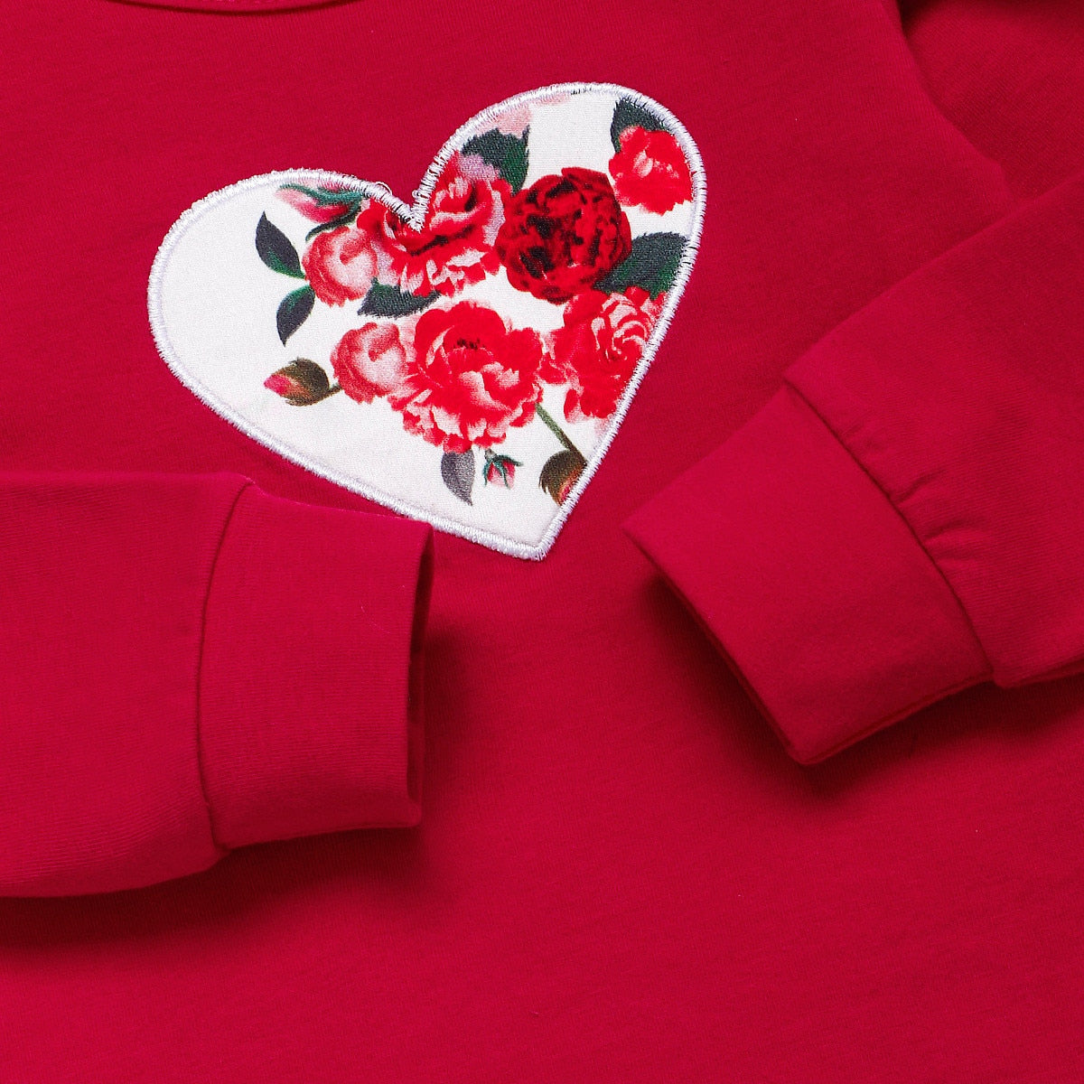 Toddler Baby Girl Valentine's Day Red Floral Heart 2 Pcs Sets