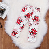 Toddler Baby Girl Valentine's Day Red Floral Heart 2 Pcs Sets