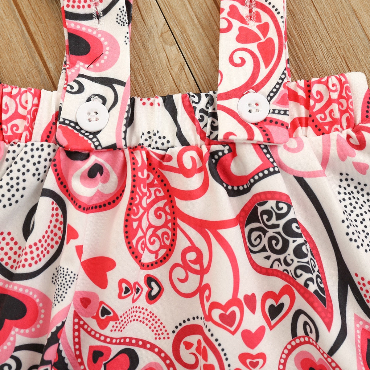 Kids Girl Heart Dress Valentine Suspender Headband 3 Pcs Sets
