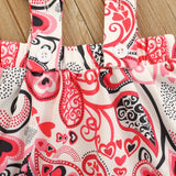 Kids Girl Heart Dress Valentine Suspender Headband 3 Pcs Sets