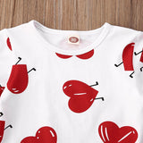 Toddler Girls Summer Set Short Sleeve Red Heart Valentine 2 Pcs Sets