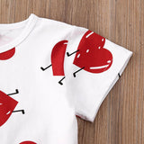 Toddler Girls Summer Set Short Sleeve Red Heart Valentine 2 Pcs Sets