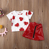 Toddler Girls Summer Set Short Sleeve Red Heart Valentine 2 Pcs Sets