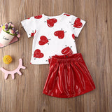 Toddler Girls Summer Set Short Sleeve Red Heart Valentine 2 Pcs Sets