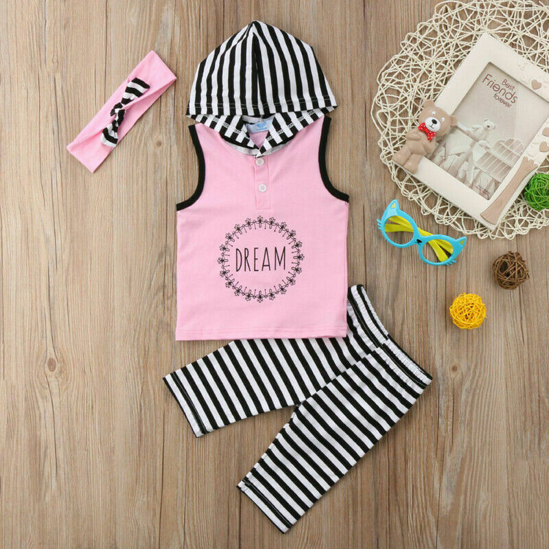 Kids Baby Girl Casual Striped Outfit 2 Pcs Sets
