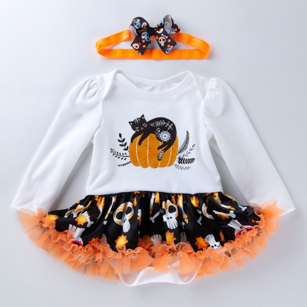 Toddler Baby Girl Rompers Tutu Party Costume Halloween Chirstmas with Headband