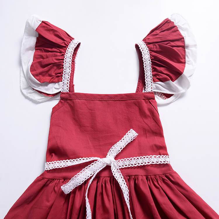 Kids Princess Lace Ruffle Irregular Beach Wedding Party Dresses
