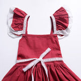 Kids Princess Lace Ruffle Irregular Beach Wedding Party Dresses