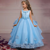 Kids Girls Long Party Wedding Flower Bridesmaid  Elegant Princess Dress