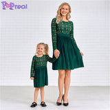 Family Matching Parent-Child  Fashion Lace Patchwork Mom Daughter Dress