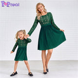 Family Matching Parent-Child  Fashion Lace Patchwork Mom Daughter Dress