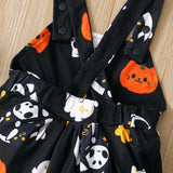 0-18M Baby Girl Halloween Pumpkins Suspender Jumpsuits Pants
