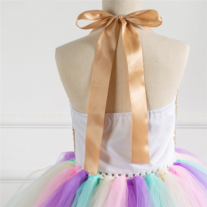 Kid Girls Unicorn Cosplay Halloween Birthday Party Carnival Dress